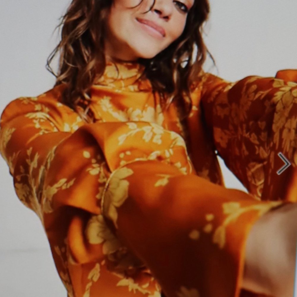 Free People aries long sleeve printed mini dress Size M